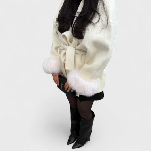 MARIS | Elegant Coat with Textured Faux Fur