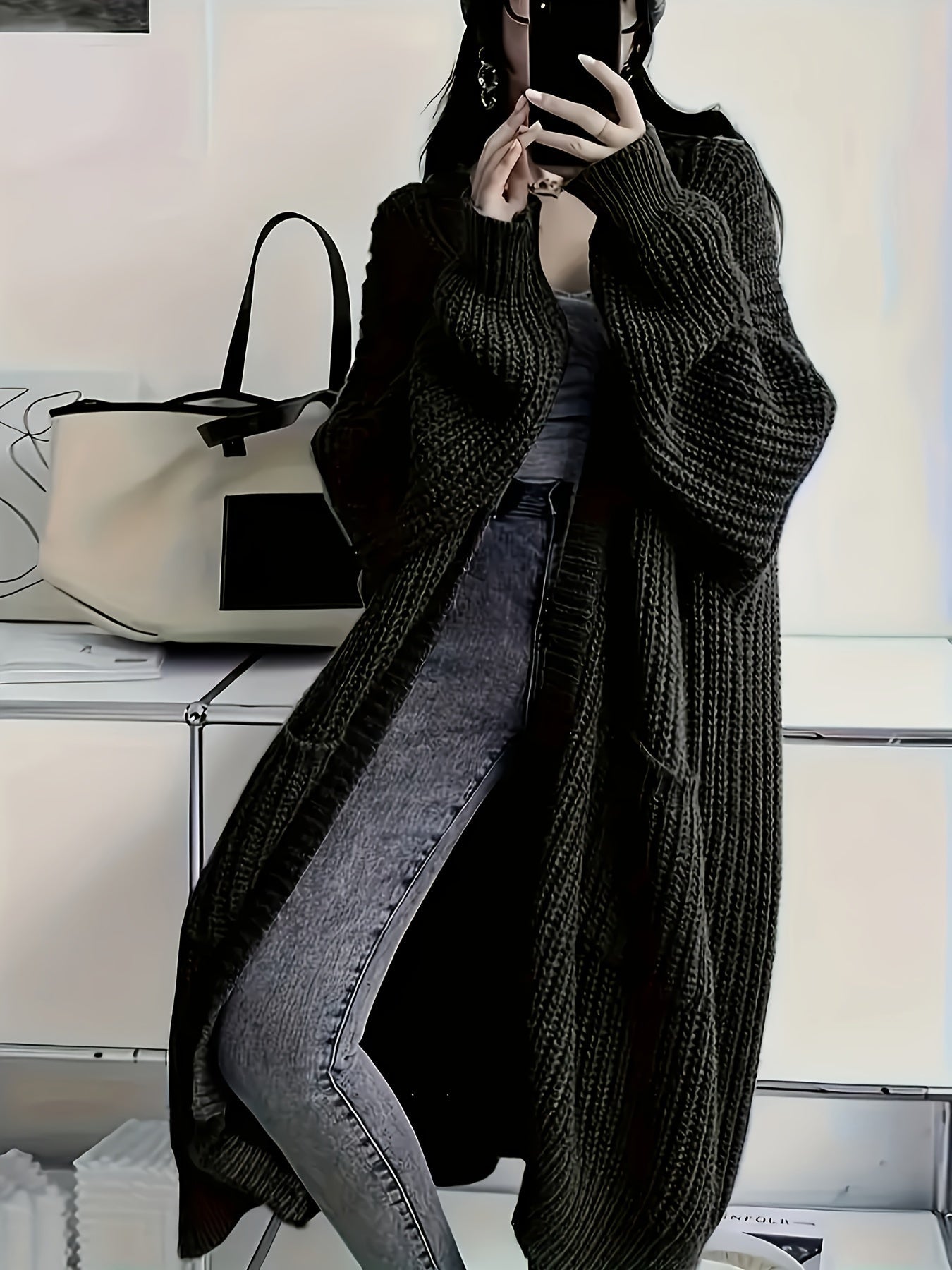 AURORA | Drape-Front Long Cardigan