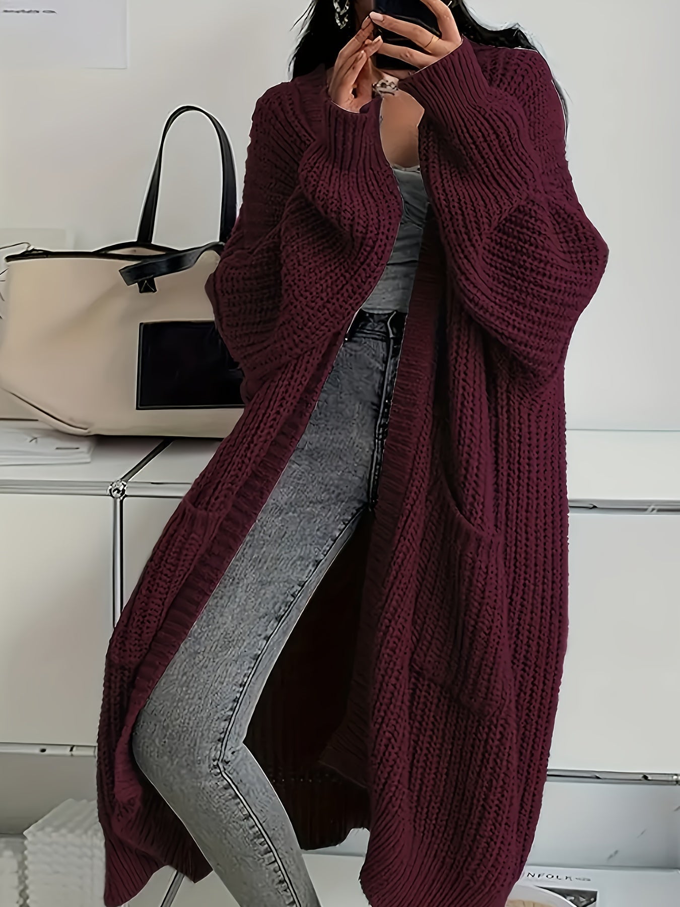 AURORA | Drape-Front Long Cardigan