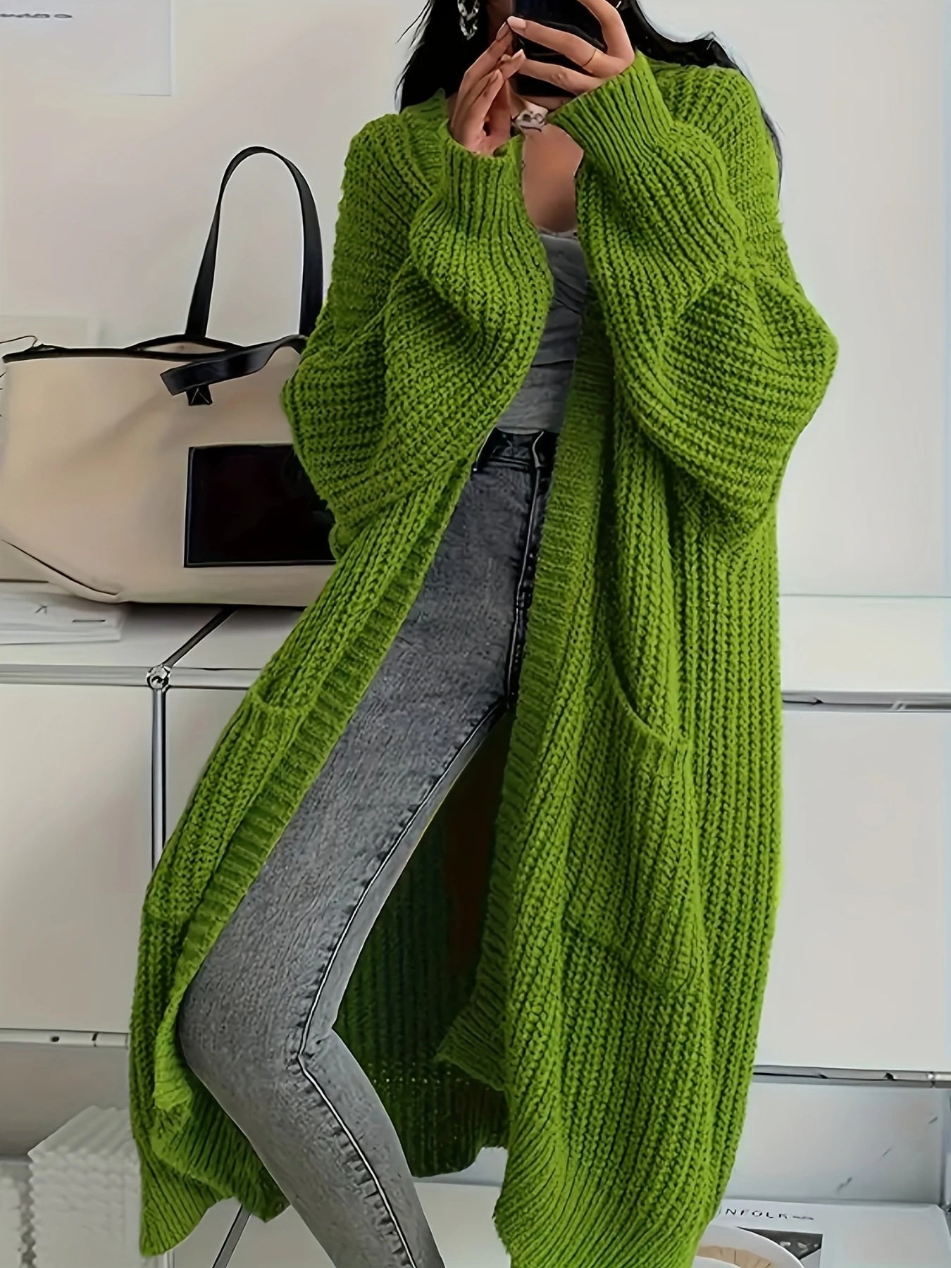 AURORA | Drape-Front Long Cardigan
