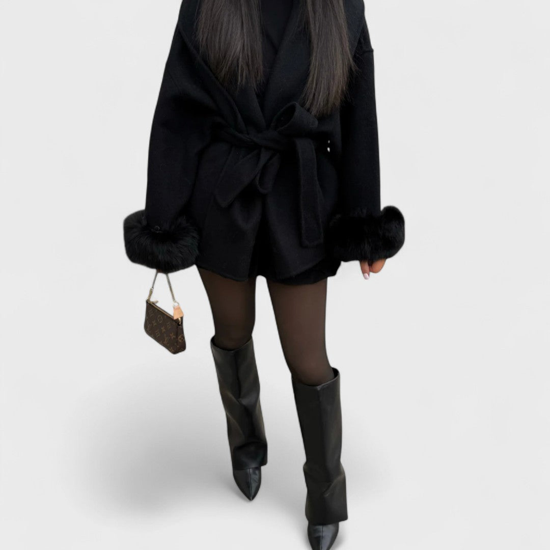 MARIS | Elegant Coat with Textured Faux Fur