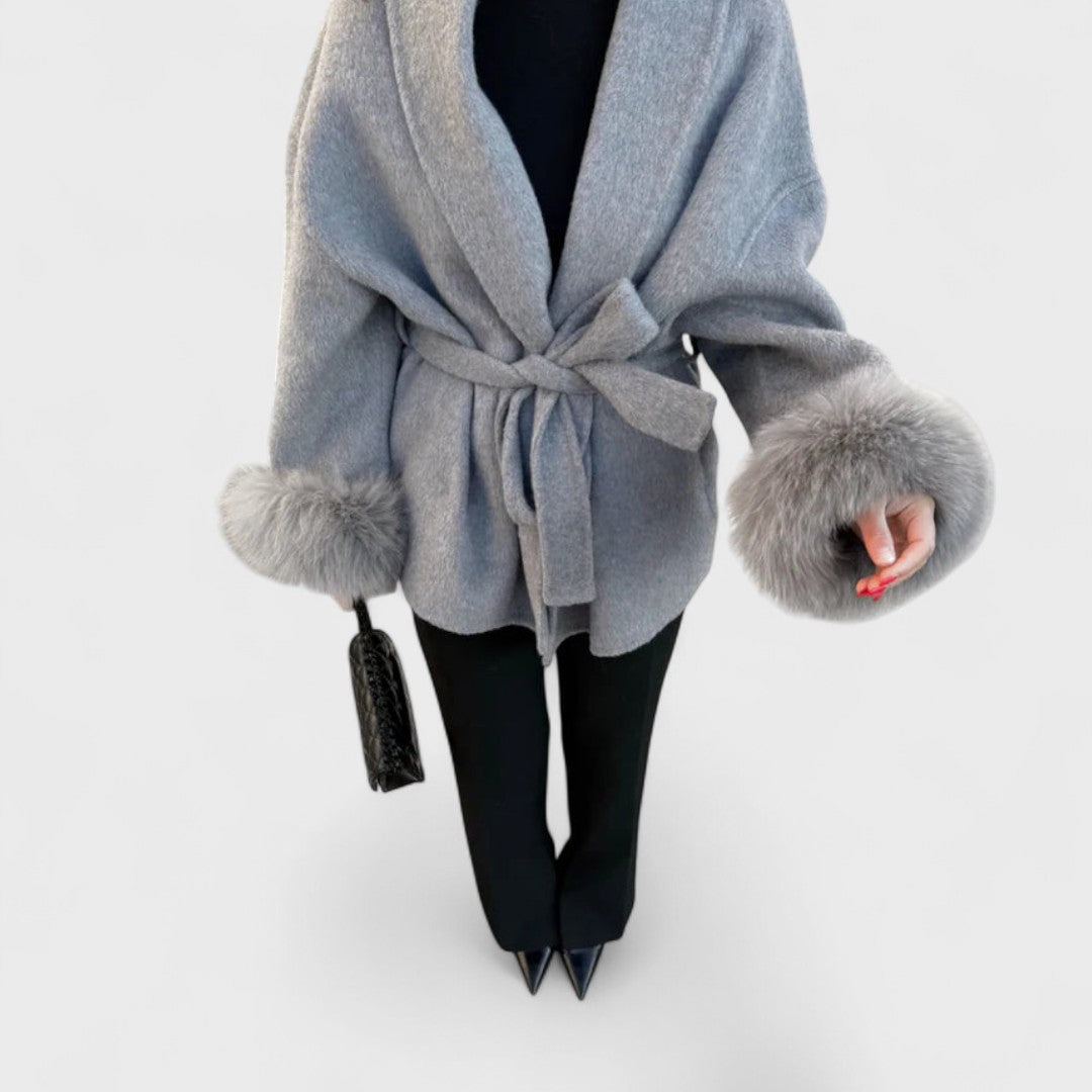 MARIS | Elegant Coat with Textured Faux Fur