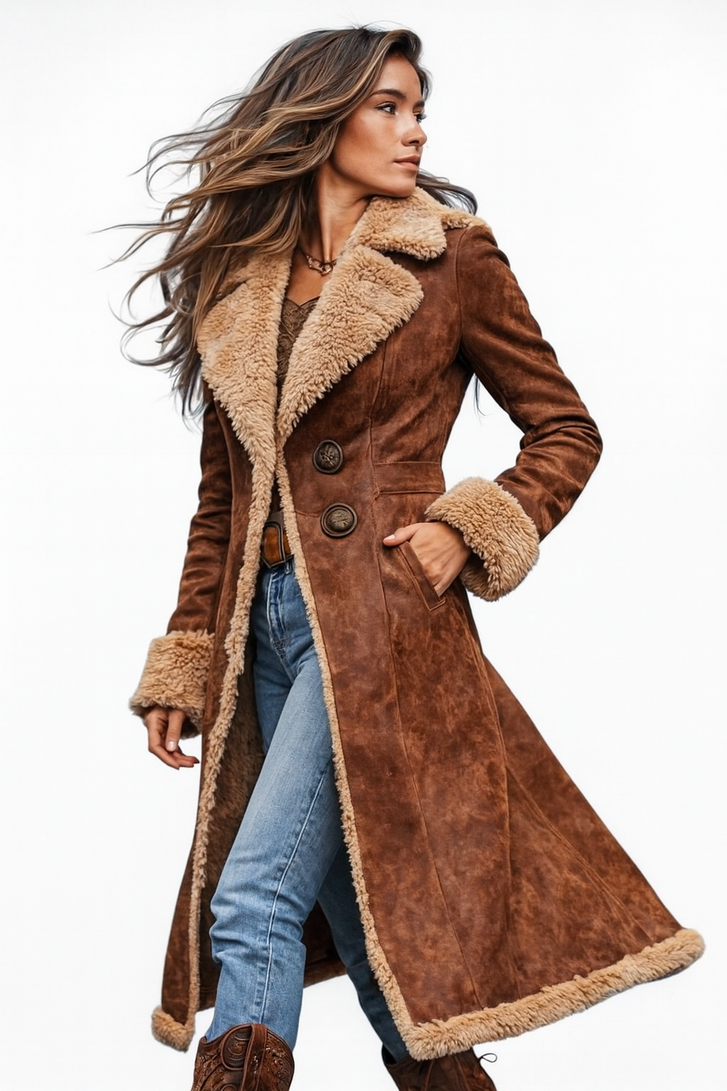 FABLE | Vintage-Line Coat with Faux Fur