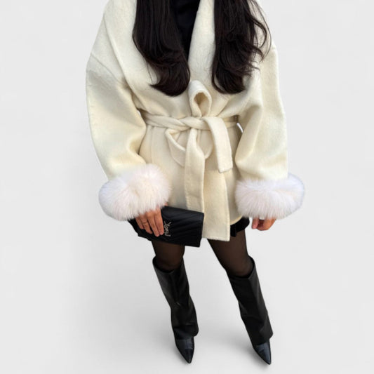 MARIS | Elegant Coat with Textured Faux Fur