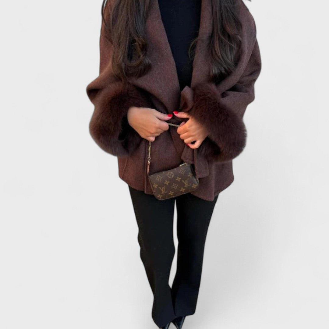 MARIS | Elegant Coat with Textured Faux Fur