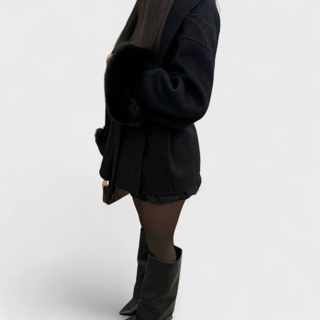 MARIS | Elegant Coat with Textured Faux Fur