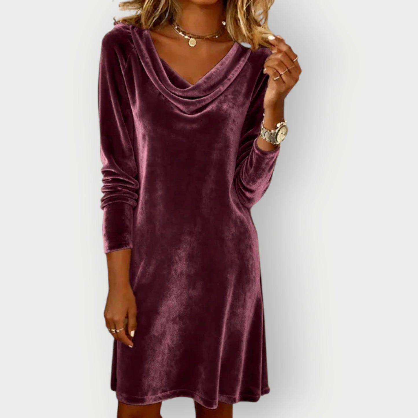 LYRA | Velvet Drape Midi Dress