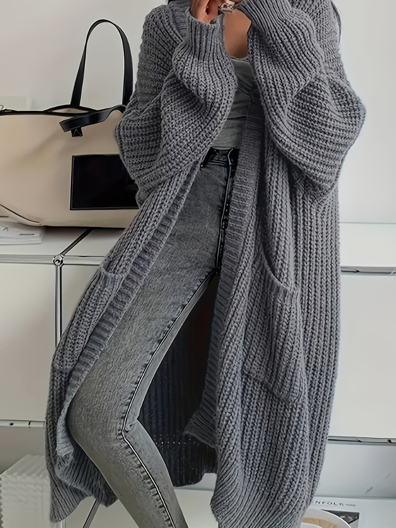 AURORA | Drape-Front Long Cardigan